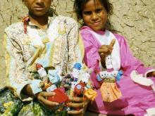 Children and Qurna dollies. Fatima and friend 1997